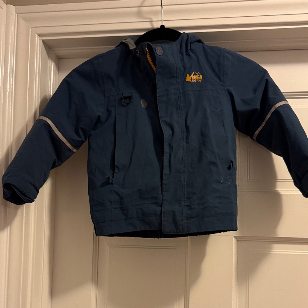 REI Kids Navy Winter Coat with Reflective Stripes